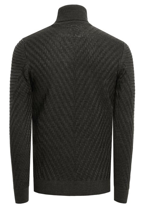 Fein gestrickter Turtleneck-Pullover mit V-Muster - Image 2