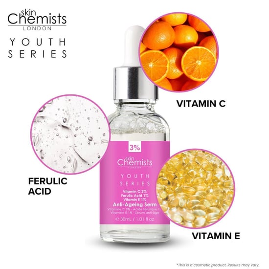 skinChemists Anti-Aging-Serum mit 3 % Vitamin C, 1 % Ferulasäure und 1 % Vitamin E, 30 ml - Image 2