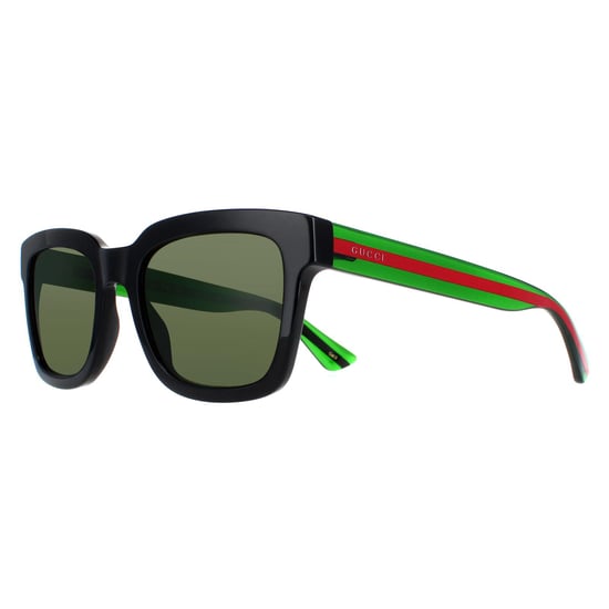 Gucci Rectangle Mens Schwarz und Grün mit roten Streifen Grün GG0001SN - Image 2