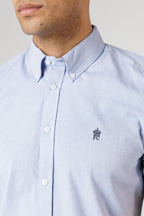 Blue Cotton Short Sleeve Oxford Shirt - Image 3