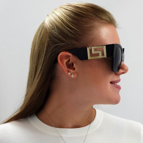 Versace Square Womens Schwarz Dunkel Grau Sonnenbrille - Image 5