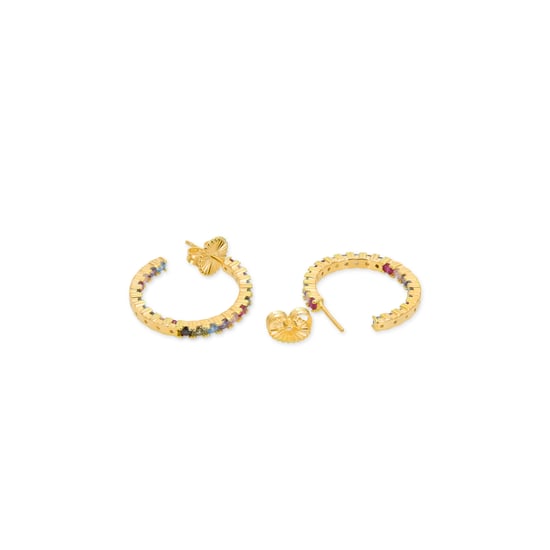 Luxenter Ohrringe aus 925er Sterlingsilber mit mehrfarbigen Zirkonias in 18K Gelbgold - Vyamba - Image 6