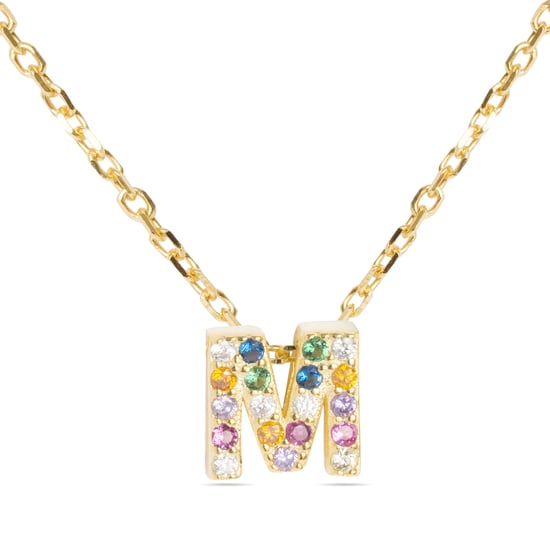 Luxenter Alphabet-Halskette aus 925er Sterling Silber und mehrfarbigen Zirkonia mit 18k Gelbgold-Beschichtung - Image 1