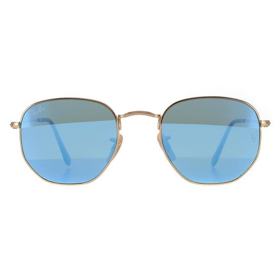 Lunettes De Soleil Ray-Ban Hexagonal 3548N 001/9O Miroir Dégradé Bleu Clair Or - Image 1