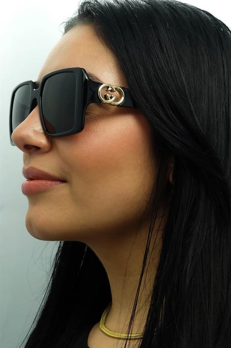 Gucci Square Womens Schwarz mit Gold Grau GG1692S - Image 6
