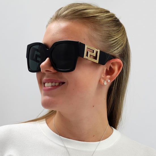 Versace Square Womens Schwarz Dunkel Grau Sonnenbrille - Image 6