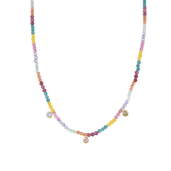 Luxenter Halskette aus 925er Sterlingsilber mit mehrfarbigen Zirkonen in 18K Gelbgold - Ruane - Image 1