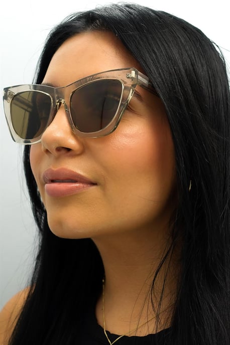 Saint Laurent Cat Eye Damen Transparent Beige Braun SL214 Kate - Image 5