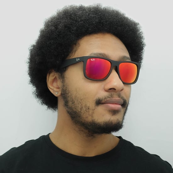 Ray-Ban Sonnenbrille Justin 4165 622/6Q Gummi Schwarz Rot Spiegel - Image 5