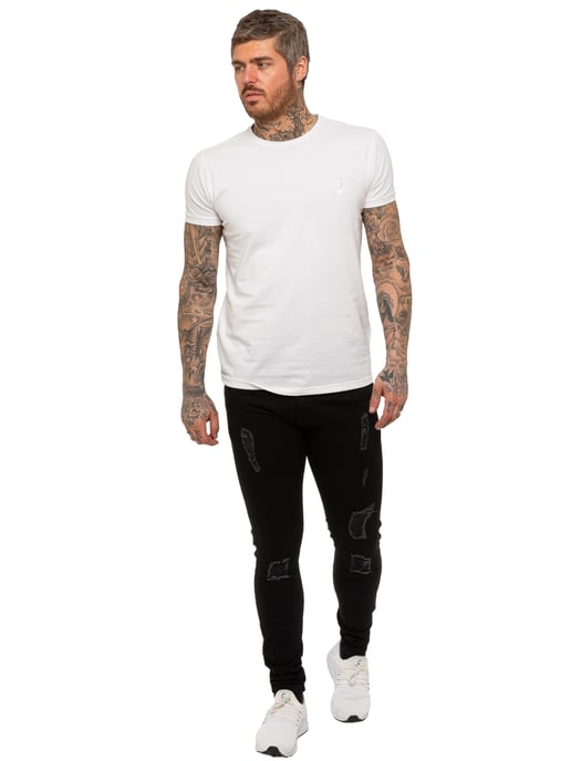 Enzo Herren Skinny Ripped Jeans - Image 6