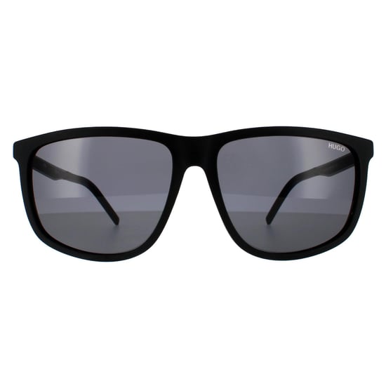 Hugo von Hugo Boss Rechteckige Herren Sonnenbrille Matt Schwarz Grau - Image 1