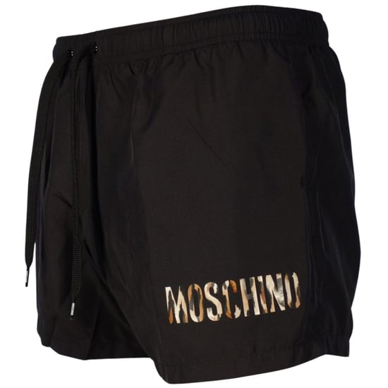 Schwarze kurze Badeshorts mit kleinem Leopardenmuster von Moschino - Image 3