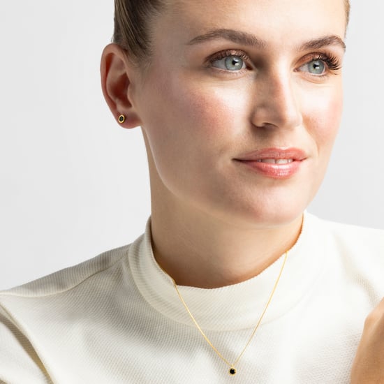 Luxenter Ohrringe, 925 Sterling Silber Naadim und 18K vergoldeter Onyx Zirkonia - Image 2