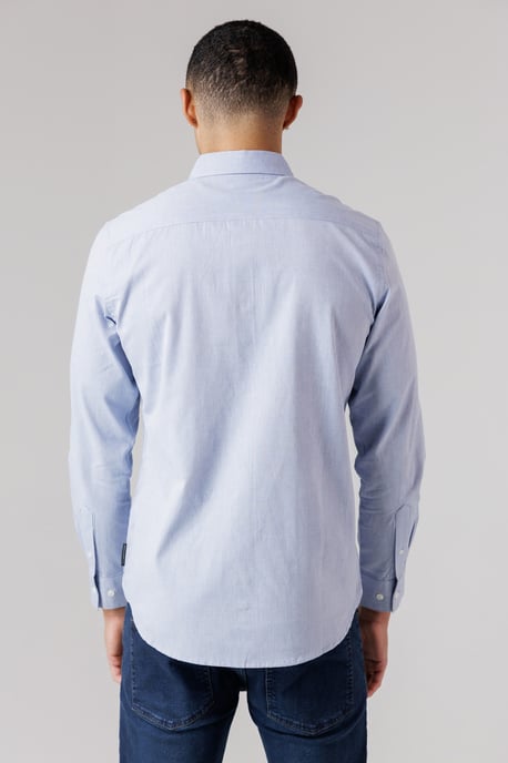 Blue Cotton Long Sleeve Oxford Shirt - Image 2