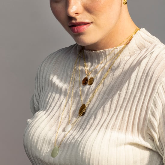 Luxenter Halskette, Metalllegierung Abelia und grüne Jade, 18K vergoldet - Image 4