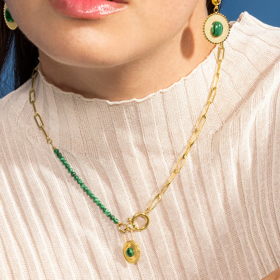 Luxenter Malachit-Halskette aus 18 Karat Gelbgold - Mossir - Image 3