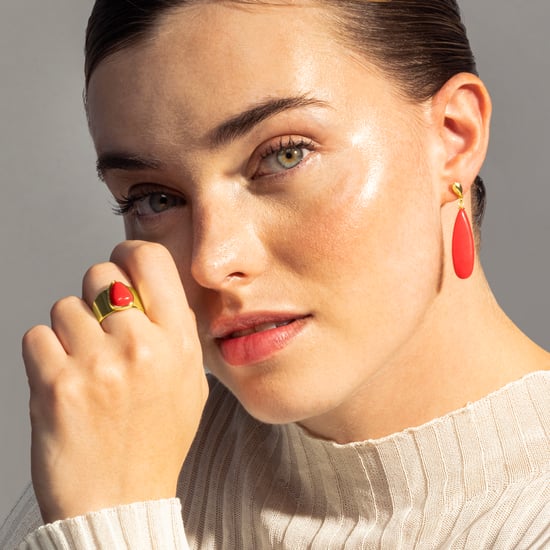 Luxenter Ring, Metalllegierung und Koralle, 18K vergoldet - Image 2
