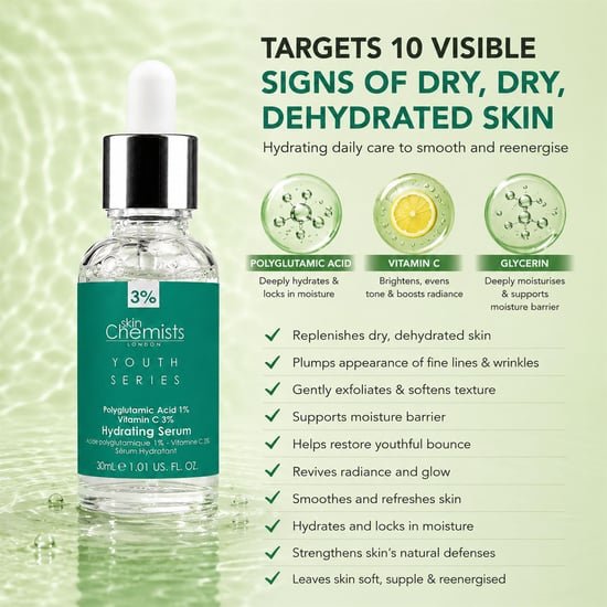 skinChemists Anti-Aging Feuchtigkeitsserum mit 1 % Polyglutaminsäure und 3 % Vitamin C, 30 ml - Image 3