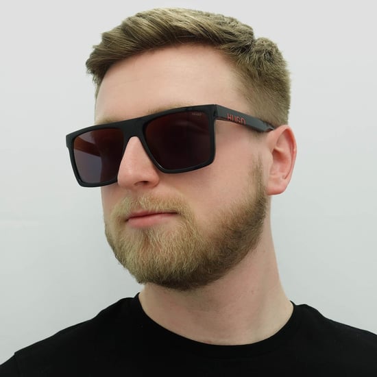 Hugo von Hugo Boss Square Mens Black Red Sunglasses - Image 5