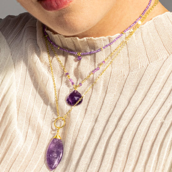 Halskette Luxenter, Athat aus Metalllegierung und Amethystzirkonia mit 18K vergoldetem Finish - Image 4