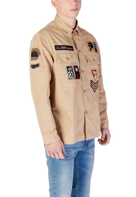 Herren Replay Classic Overshirt in Beige - Image 3