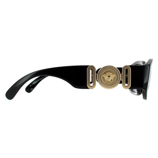 Versace Rechteckige Unisex Sonnenbrille Schwarz Dunkelgrau - Image 4