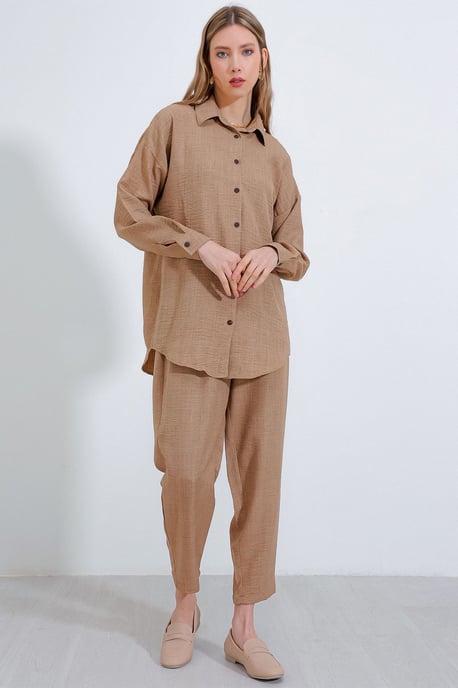 Leinenmischung Langarmshirt und Hosen-Set - Image 3