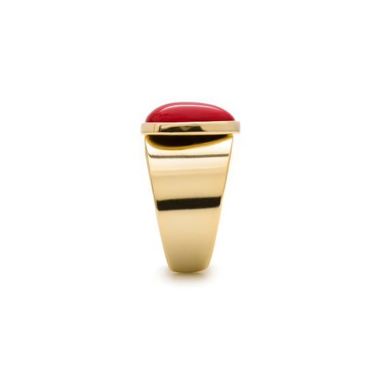 Luxenter Ring, Metalllegierung und Koralle, 18K vergoldet - Image 3
