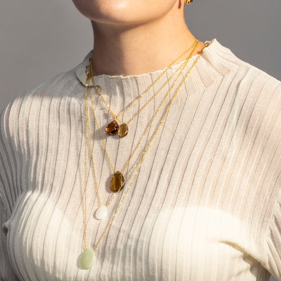 Luxenter Halskette, Metalllegierung Abelia und grüne Jade, 18K vergoldet - Image 2