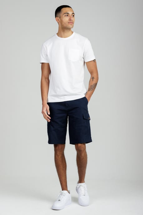Navy Cotton Cargo Shorts - Image 3