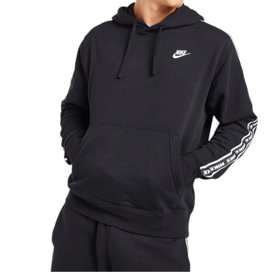 Nike Aries Club Tape Mens Pullover Hoodie In Black - Image 1