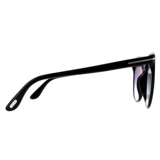 Tom Ford Runde Damen Sonnenbrille Glänzendes Schwarz Rauchgrauer Verlauf - Image 4