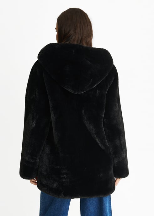 Kunstpelz-Jacke mit Kapuze - Image 4