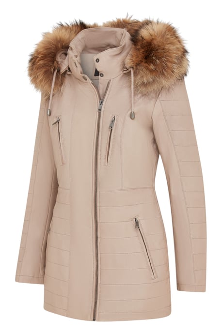 Beigefarbene gesteppte Parkajacke aus Leder für Damen – Winton - Image 4
