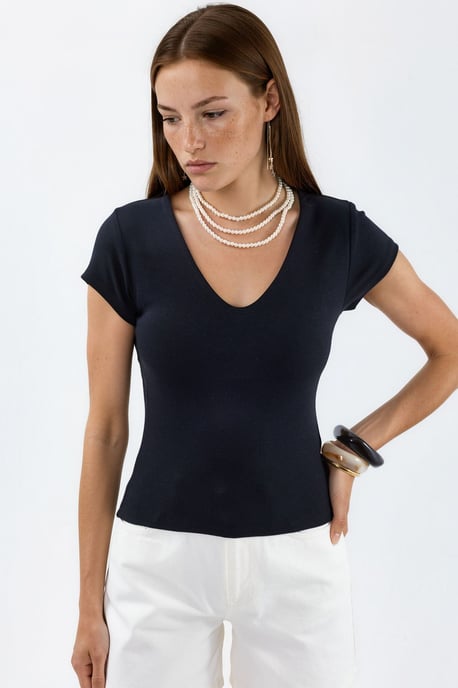 V-Ausschnitt Modal-Baumwollmischung Bluse - Image 5