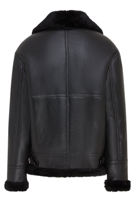 Herren Fliegerjacke B3 Aviator aus echtem Schaffellleder, schwarz, Hobart - Image 4