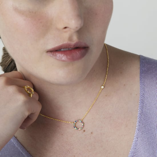 Luxenter Halsschmuck aus 925er Sterlingsilber mit mehrfarbigen Zirkonias in 18K Gelbgold - Thilak - Image 4
