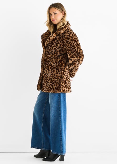 Leopardenmuster-Kunstpelz-Manteljacke - Image 3