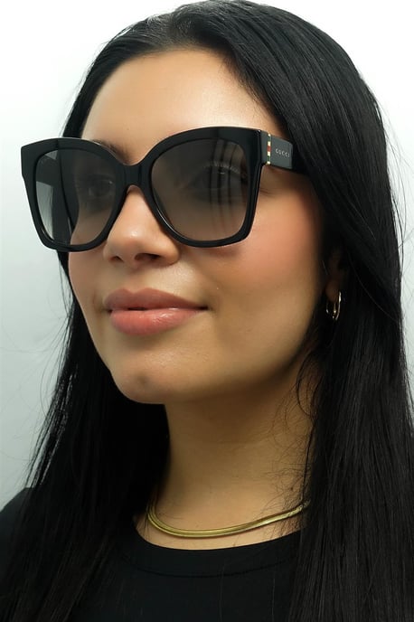 Gucci Square Womens Schwarz Grau Gradient Sonnenbrille - Image 5