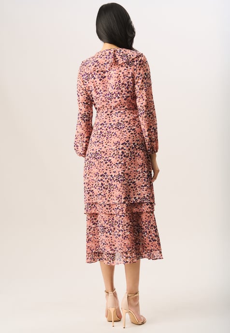 Gini London Wickelkleid mit mehrlagigen Volants und Animalprint - Mehrfarbig - Image 4