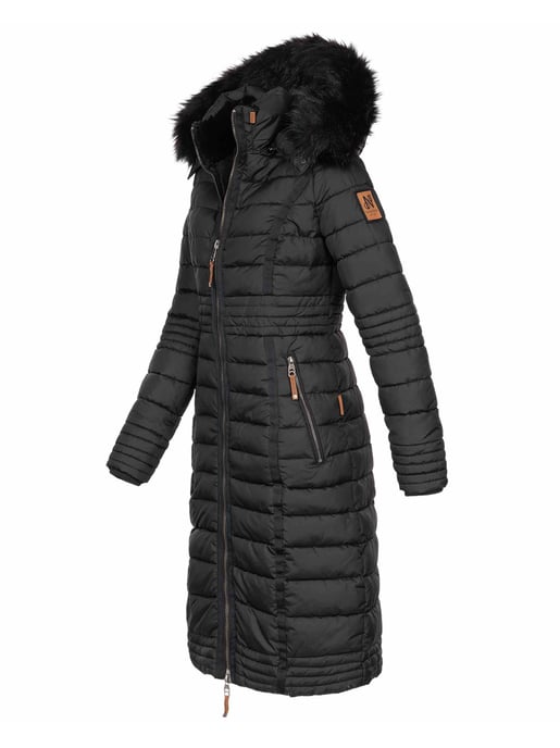 Navahoo Damen Winterjacke Umay – Lange Steppjacke mit Abnehmbarer Kapuze & Kunstfell - Image 2