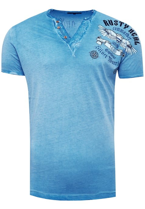 V-Ausschnitt T-Shirt mit Seitenprint - Image 1