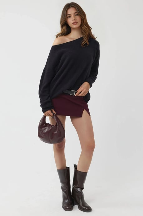 Weicher Texturierter Bootsausschnitt Strickpullover - Image 5