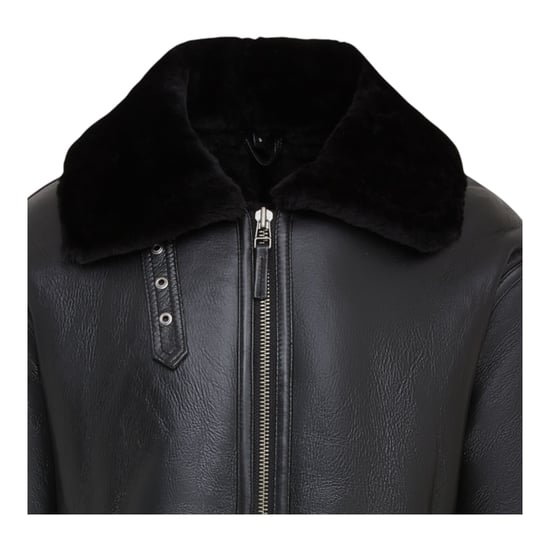 Herren Fliegerjacke B3 Aviator aus echtem Schaffellleder, schwarz, Hobart - Image 5