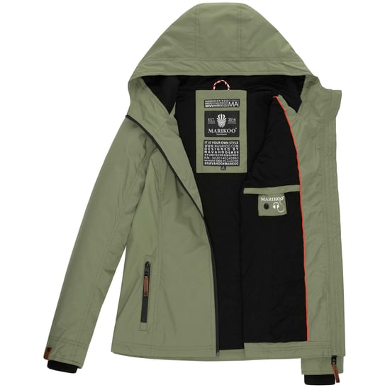 Marikoo Damen Übergangsjacke – Brombeere, leicht mit Kapuze & Kragen - Image 6