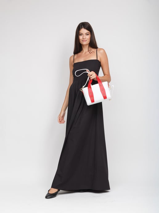 Giulia Monti Schultertasche Weiß Klassisch Rot - Image 5