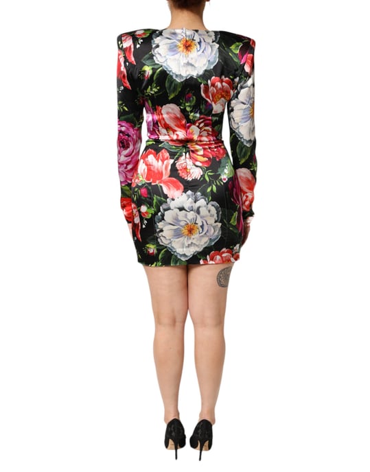 Blumenmuster Kleid mit gepolsterten Schultern - Image 3