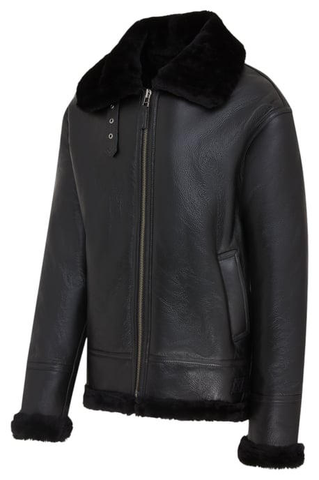 Herren Fliegerjacke B3 Aviator aus echtem Schaffellleder, schwarz, Hobart - Image 3