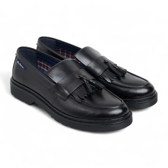 Ben Sherman Herren-Slipper aus schwarzem Leder mit Quasten - Dudley - Image 3