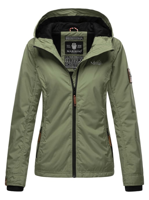 Marikoo Damen Übergangsjacke – Brombeere, leicht mit Kapuze & Kragen - Image 1